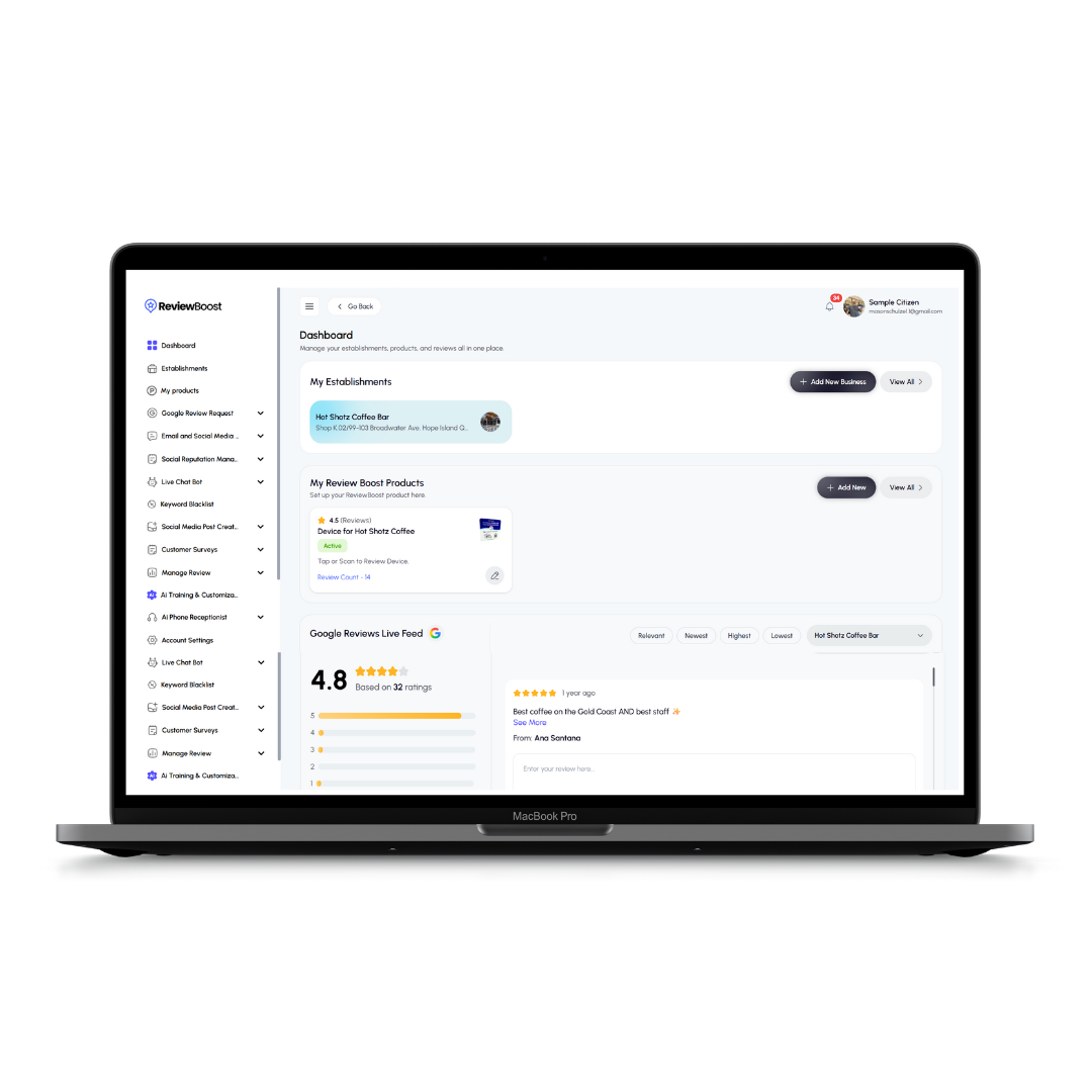 ReviewBoost AI: All-in-One Business Reputation & Review Management Software