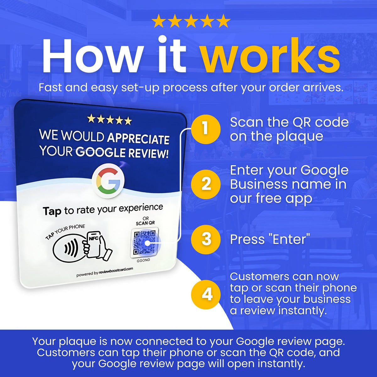 ReviewBoost — NFC Google Review Cards, Plaques & Stands for Business